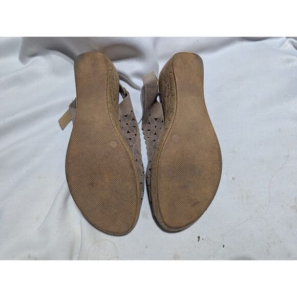 Spring Step Womens Laser-Cut Leather Wedge Sandals Italy sz 9 / 41 EUC coastal - Picture 5 of 5